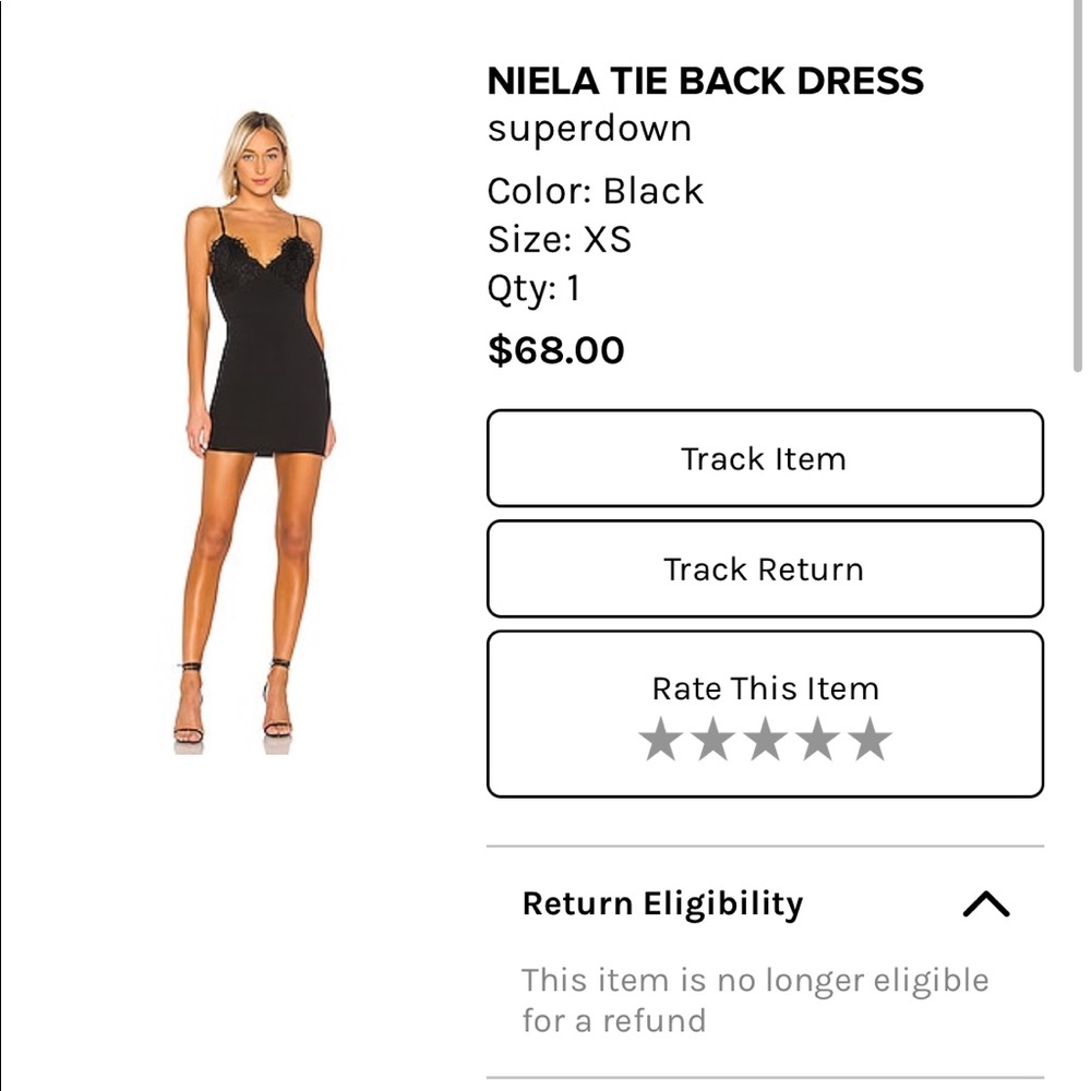 Black SuperDown Mini Dress in size xs